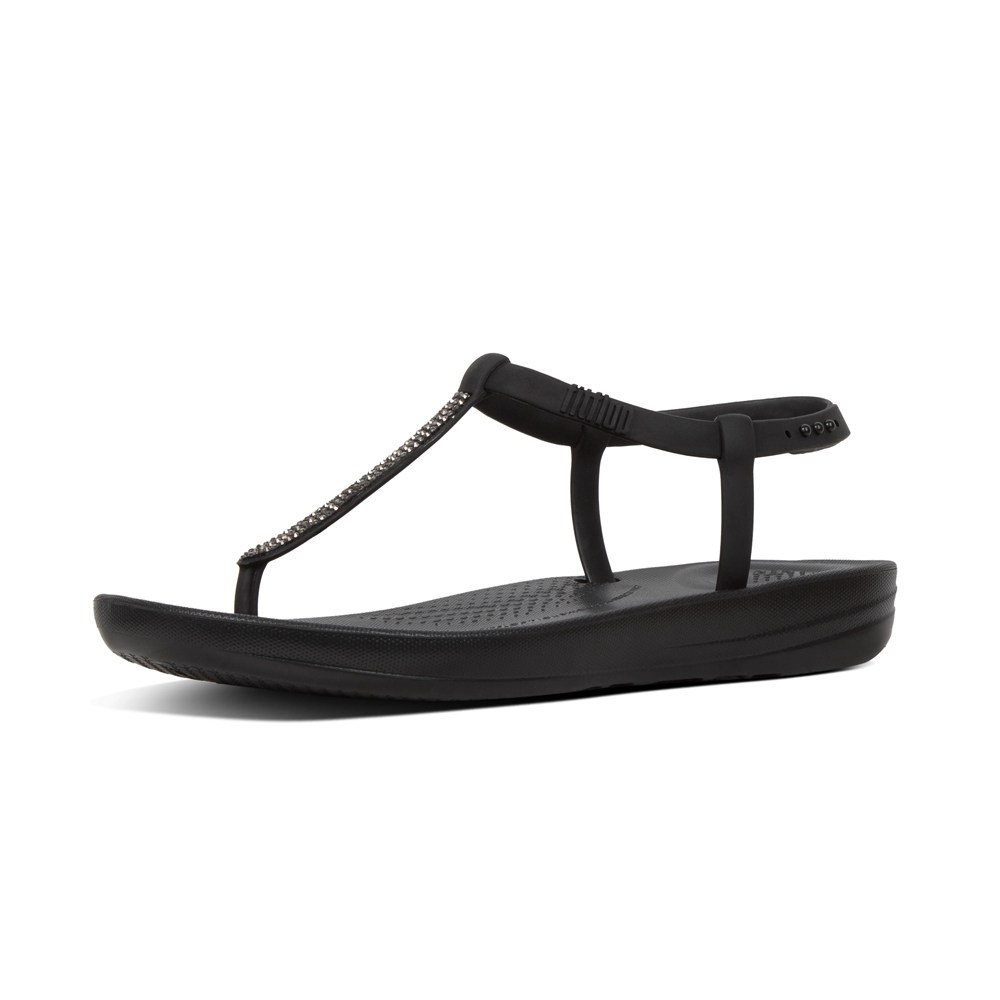 Fitflop Womens Sandals - Iqushion Splash Sparkle Back-strap - Black - 467-DYZRGB